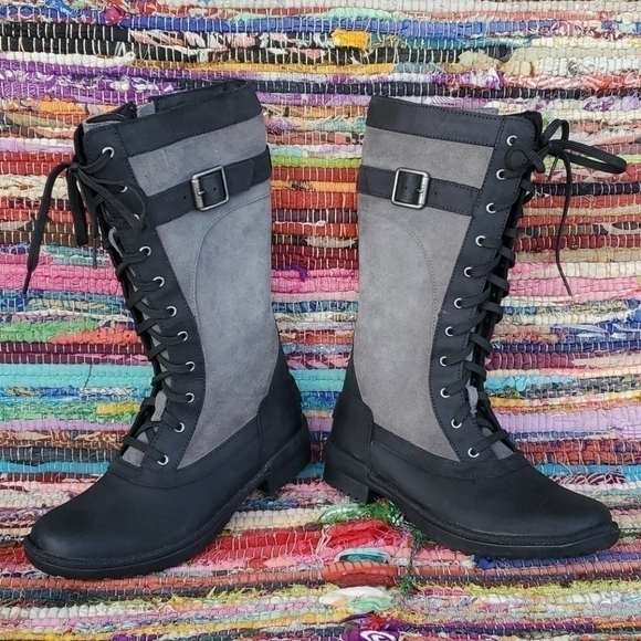 Womens Uggs Brystyl Tall Black/Gray Boot Sz 5 - Picture 2 of 11